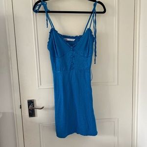 SATIN BLUE LEOPARD ZARA MINI SUMMER DRESS
